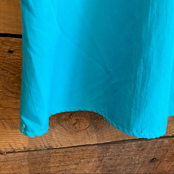 Vintage | Silkie Bright Blue Top Floral Neckline - Picture 7 of 11